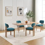 PexFix Lot de 2 chaises de salle à manger en bois, chaises de salle à manger modernes rembourrées en tissu, chaises de cuisine, chaises de salle à manger de style ferme pour cuisine, salle à manger, couleur sarcelle
