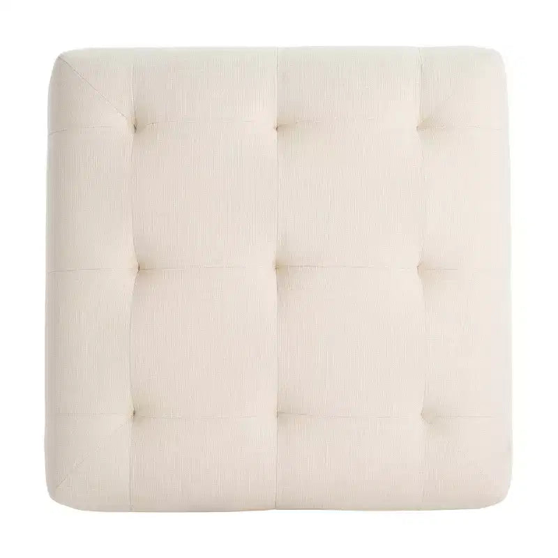 Pouffe carré capitonné en lin Joren Modern de Christopher Knight Home en bois d'hévéa