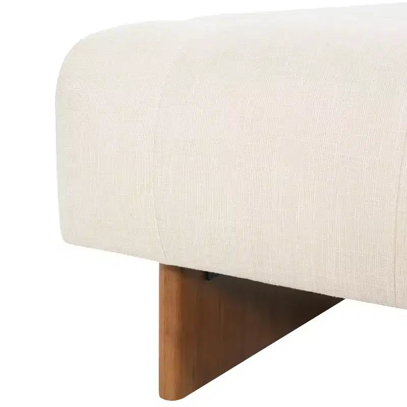Pouffe carré capitonné en lin Joren Modern de Christopher Knight Home en bois d'hévéa