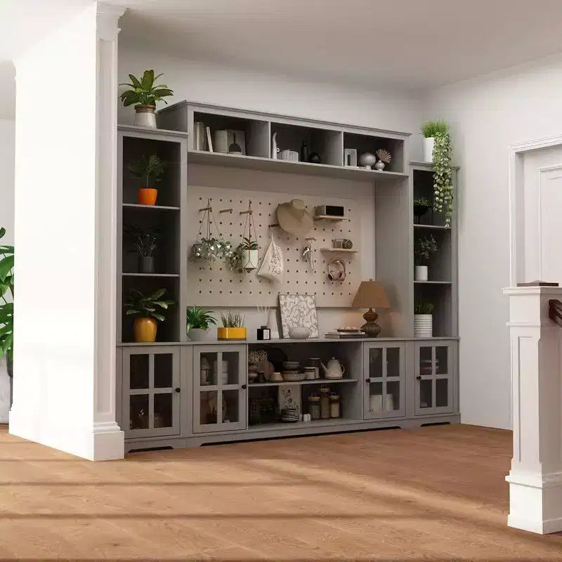 Meuble de Rangement d'Entrée Famapy, Meuble Mural de Rangement pour Couloir Style Ferme, Vitrine, Étagères Réglables, Organisateur de Garde-Manger de Cuisine pour Vin et Épices