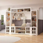 Meuble de Rangement d'Entrée Famapy, Meuble Mural de Rangement pour Couloir Style Ferme, Vitrine, Étagères Réglables, Organisateur de Garde-Manger de Cuisine pour Vin et Épices