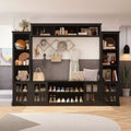 Meuble de Rangement d'Entrée Famapy, Meuble Mural de Rangement pour Couloir Style Ferme, Vitrine, Étagères Réglables, Organisateur de Garde-Manger de Cuisine pour Vin et Épices