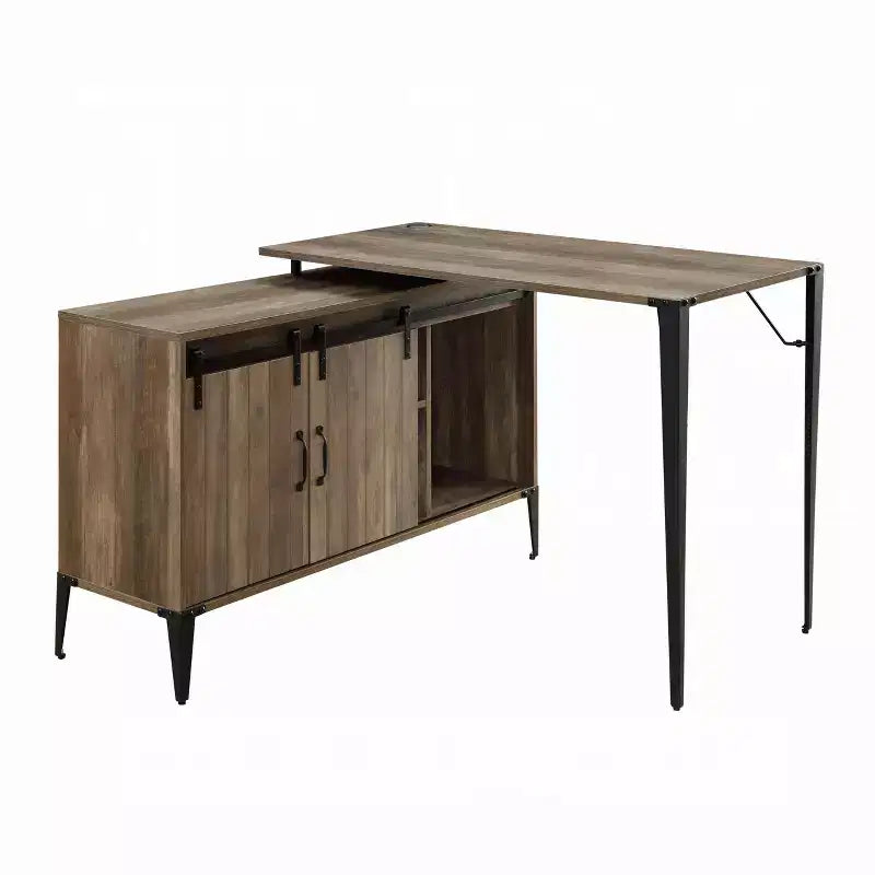 Bureau d'ordinateur rustique Okak avec étagères de rangement et tiroir/placard, bureau d'écriture multifonctionnel pour l'étude, le bureau, le studio