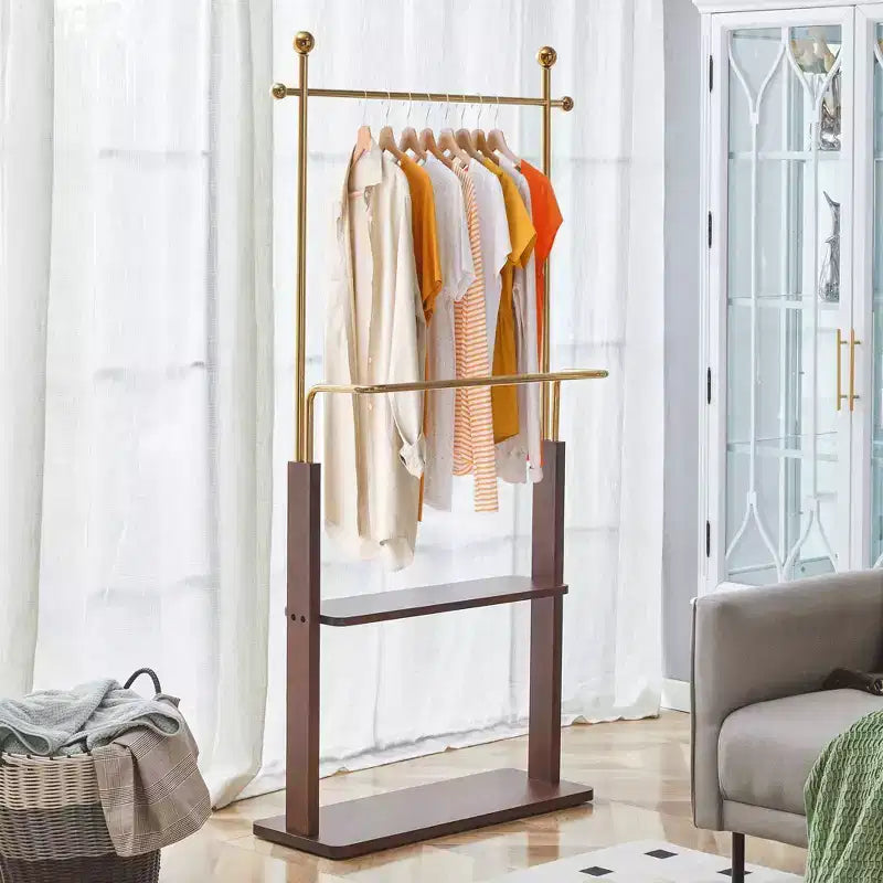 GDFStudio Nira Portemanteau double couche rustique en acier inoxydable avec étagère ouverte