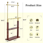 GDFStudio Nira Portemanteau double couche rustique en acier inoxydable avec étagère ouverte