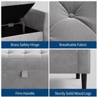 Banc de rangement Ottoman de 46,5 po – Banc de bout de lit rembourré avec capitonnage pour chambre à coucher, entrée