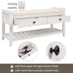 Banc de rangement d'entrée avec étagère à chaussures, 2 tiroirs et coussin, banc à chaussures pour entrée, couloir, hall d'entrée, salon, banc de bout de lit pour chambre à coucher