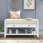 Banc de rangement d'entrée avec étagère à chaussures, 2 tiroirs et coussin, banc à chaussures pour entrée, couloir, hall d'entrée, salon, banc de bout de lit pour chambre à coucher