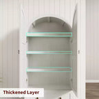 Meuble de cuisine de 72 po de haut avec portes et tiroirs en bois/verre, étagères de rangement en bois, grande armoire autoportante de style ferme pour la salle à manger