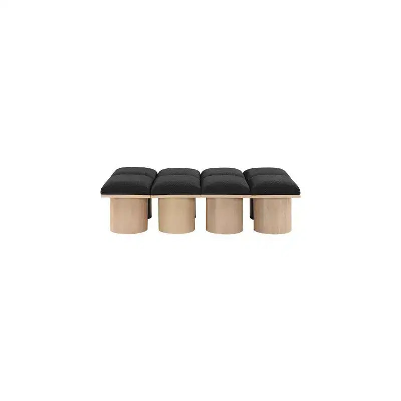 Banc Meridian Furniture Pavilion en tissu bouclé noir
