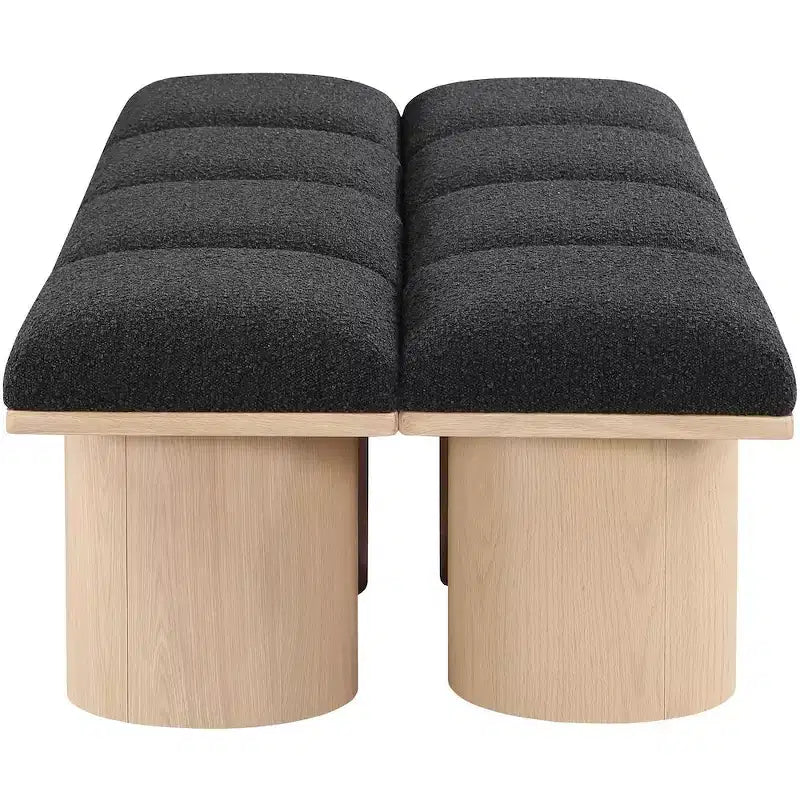 Banc Meridian Furniture Pavilion en tissu bouclé noir