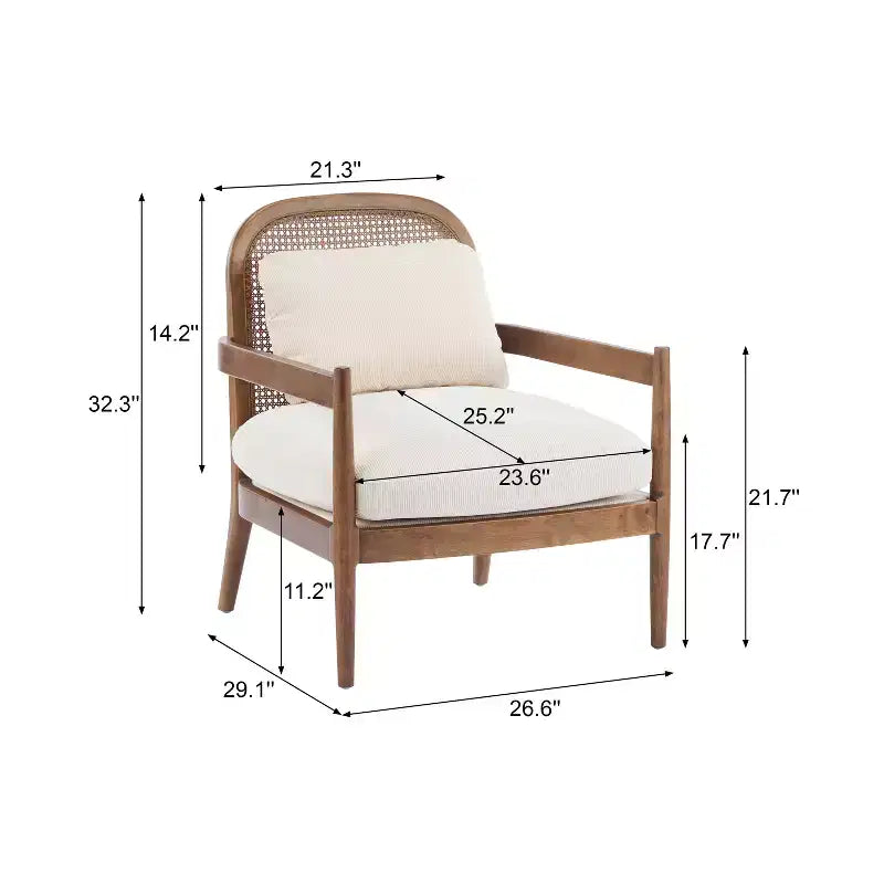 Christopher Knight Home Zuka, Chaises de salle à manger modernes du milieu du siècle en rotin et bois avec coussins (Lot de 2)