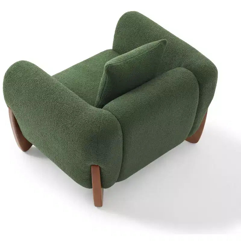 Fauteuil d'appoint moderne du milieu du siècle avec tissu en laine d'agneau, chaises de salon rembourrées avec coussin lombaire - Morden Fort