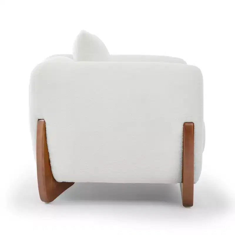 Fauteuil d'appoint moderne du milieu du siècle avec tissu en laine d'agneau, chaises de salon rembourrées avec coussin lombaire - Morden Fort