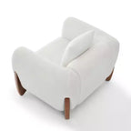 Fauteuil d'appoint moderne du milieu du siècle avec tissu en laine d'agneau, chaises de salon rembourrées avec coussin lombaire - Morden Fort
