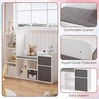 Étagère pour livres pour enfantsBibliothèque pour enfants avec coussin d'assise doux Meuble de rangement pour jouets et coin lecture pour enfants, Meuble de rangement pour enfants de 112 cm