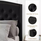 Lit Cadre de lit Capitonnée TROPOW King Size avec Tête de Lit à Oreilles - Lit Plateforme Rembourré à Profil Bas, Support de Lattes en Bois Robuste, Aucun Sommier Tapissier Requis