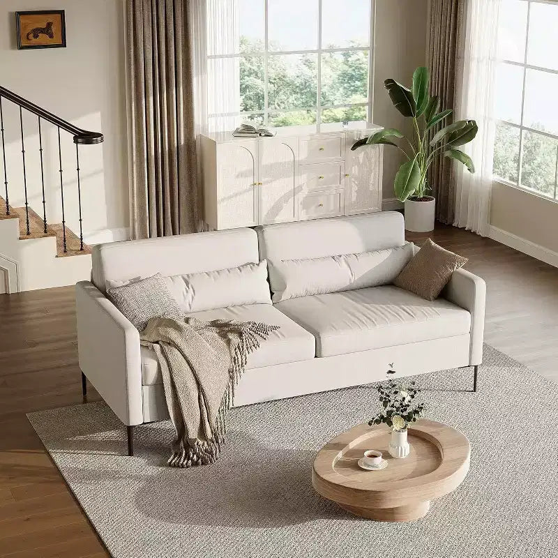 Canapé 3 places Acekool pour salon, canapé moderne en lin avec cadre en métal, spacieux et offrant un bon maintien