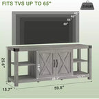Meuble TV banc de divertissement 65" - Console média avec étagères de rangement pour salon