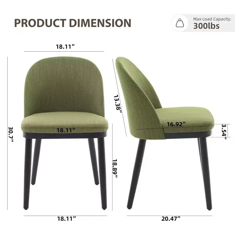Chaises de salle à manger, lot de 2 chaises de cuisine rembourrées en lin – Chaises d'appoint modernes en bois avec coussins épais pour salle à manger, beige