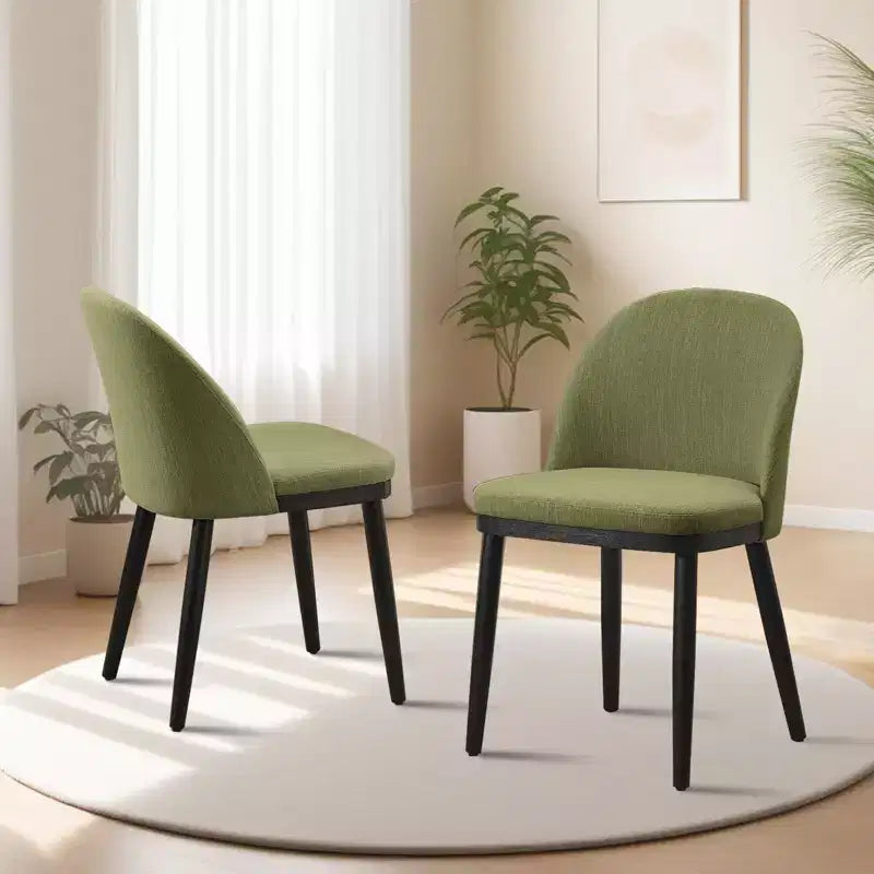 Chaises de salle à manger, lot de 2 chaises de cuisine rembourrées en lin – Chaises d'appoint modernes en bois avec coussins épais pour salle à manger, beige