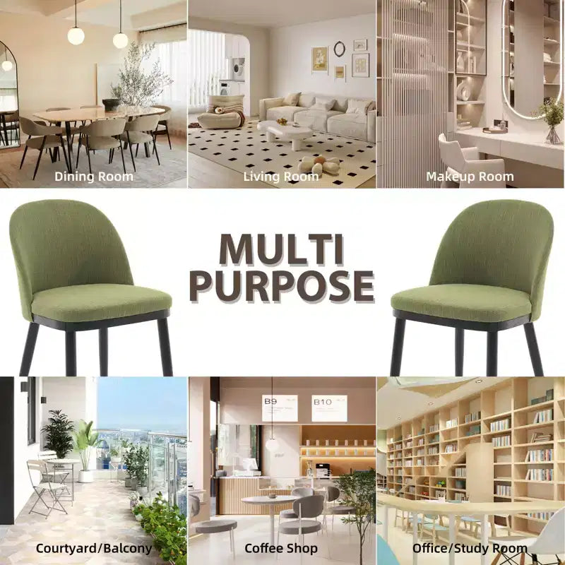 Chaises de salle à manger, lot de 2 chaises de cuisine rembourrées en lin – Chaises d'appoint modernes en bois avec coussins épais pour salle à manger, beige