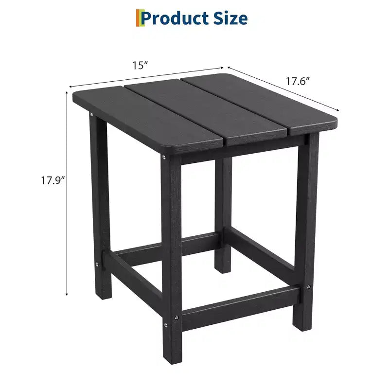 1 Table d'appoint carrée d'extérieur Adirondack en PEHD, tables de bout de patio, petite table de patio durable pour la plage, la piscine, le jardin