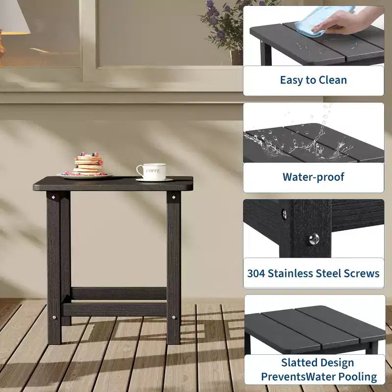1 Table d'appoint carrée d'extérieur Adirondack en PEHD, tables de bout de patio, petite table de patio durable pour la plage, la piscine, le jardin