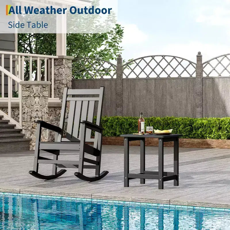 1 Table d'appoint carrée d'extérieur Adirondack en PEHD, tables de bout de patio, petite table de patio durable pour la plage, la piscine, le jardin