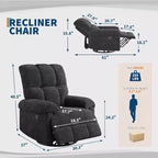 Fauteuil inclinable pivotant à 360° en chenille – Fauteuil à bascule manuel avec accoudoirs rembourrés pour salon et chambre d'enfant