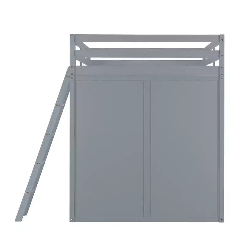 Lit mezzanine pleine grandeur avec armoire et bureau pour enfants, cadre de lit mezzanine haut en bois avec étagères de rangement