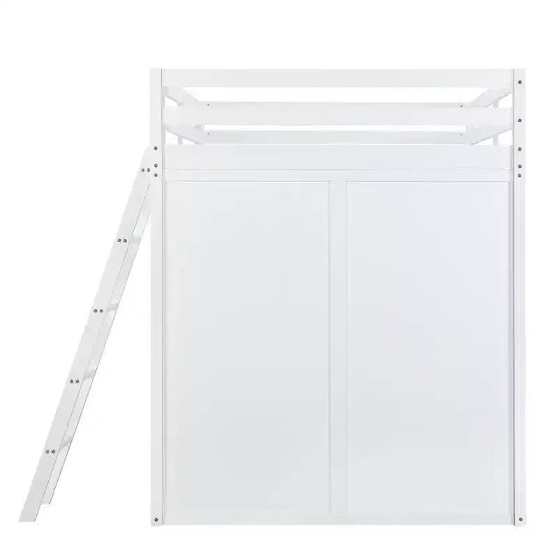 Lit mezzanine pleine grandeur avec armoire et bureau pour enfants, cadre de lit mezzanine haut en bois avec étagères de rangement