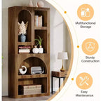 Lantine Modern 70.87 Bibliothèque géométrique, Étagère arquée avec 5 niveaux de rangement, Étagère de présentation artistique ouverte pour salon, chambre à coucher