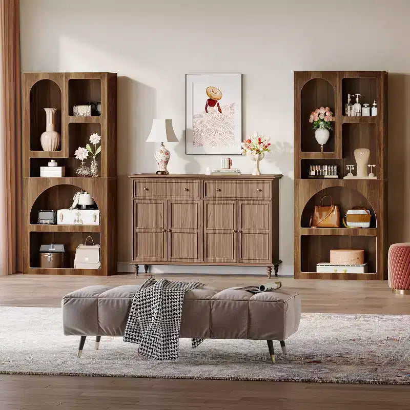 Lantine Modern 70.87 Bibliothèque géométrique, Étagère arquée avec 5 niveaux de rangement, Étagère de présentation artistique ouverte pour salon, chambre à coucher