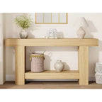 Coolmee Console 160 cm, Table de Console de Ferme pour Salon, Table de Canapé à 2 Niveaux avec Rangement, Table d'Entrée en Bois