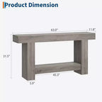 Coolmee Console 160 cm, Table de Console de Ferme pour Salon, Table de Canapé à 2 Niveaux avec Rangement, Table d'Entrée en Bois