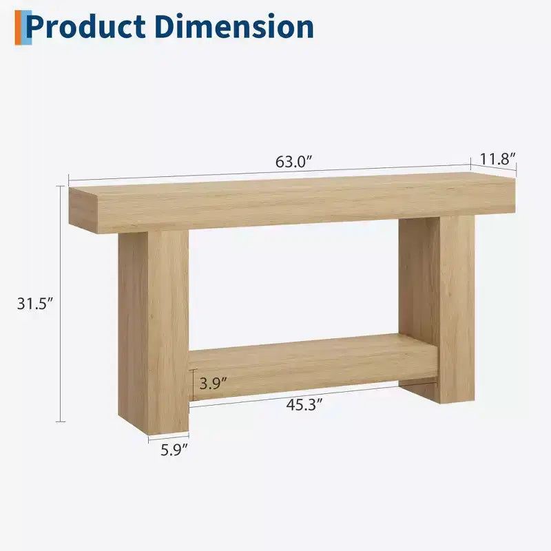 Coolmee Console 160 cm, Table de Console de Ferme pour Salon, Table de Canapé à 2 Niveaux avec Rangement, Table d'Entrée en Bois