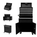 Rolling Tool Chest with Detachable Top Toolbox, 5-Drawer Tool Storage Cabinet Cart with 4 Wheels, Rust Resistant for Garage Workshop
