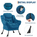Fauteuil paresseux pour salon, grand fauteuil d'appoint moderne avec poche latérale, fauteuil de lecture confortable pour chambre à coucher, dortoir et bureau