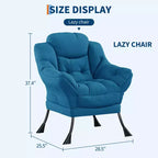 Fauteuil paresseux pour salon, grand fauteuil d'appoint moderne avec poche latérale, fauteuil de lecture confortable pour chambre à coucher, dortoir et bureau