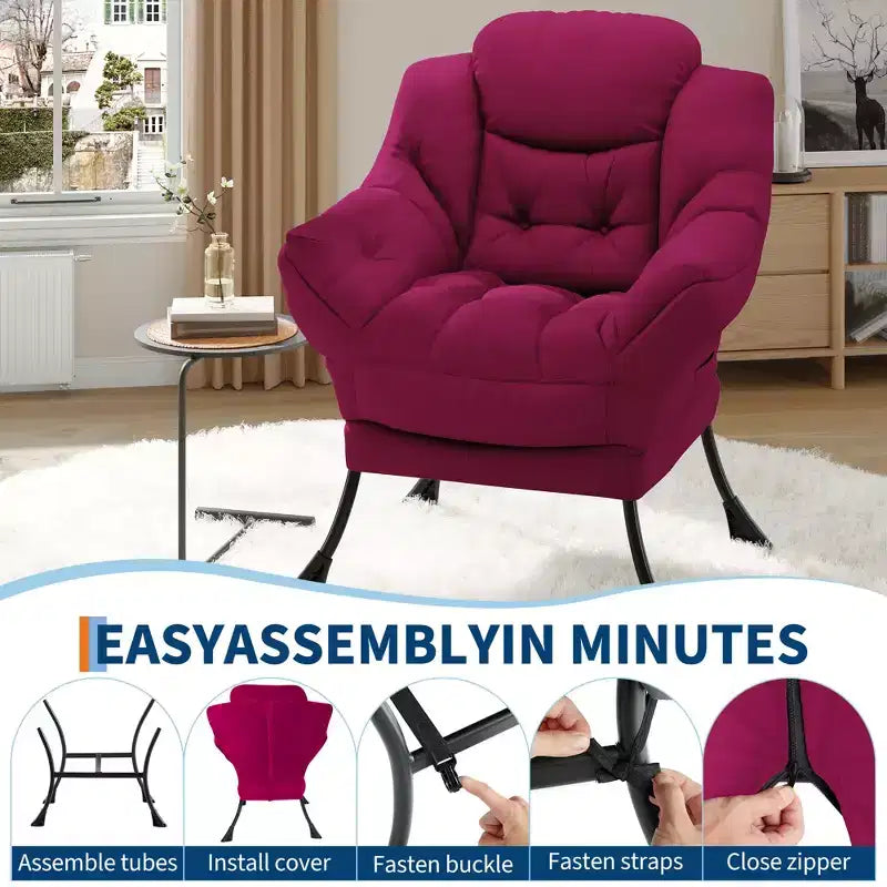Fauteuil paresseux pour salon, grand fauteuil d'appoint moderne avec poche latérale, fauteuil de lecture confortable pour chambre à coucher, dortoir et bureau