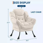 Fauteuil paresseux pour salon, grand fauteuil d'appoint moderne avec poche latérale, fauteuil de lecture confortable pour chambre à coucher, dortoir et bureau