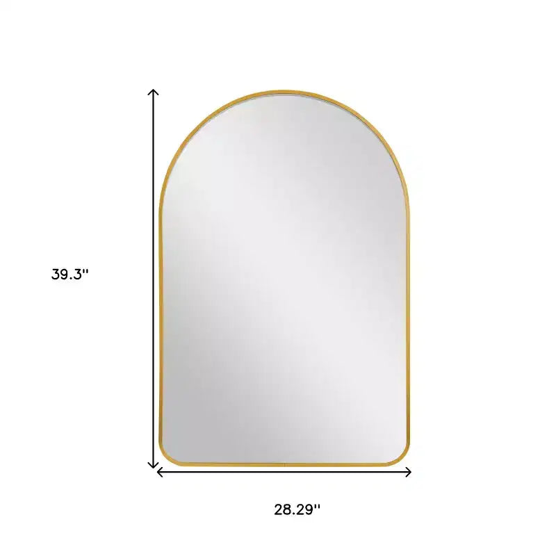 Miroir de salle de bain HomeRoots 39 avec cadre en métal doré et arc