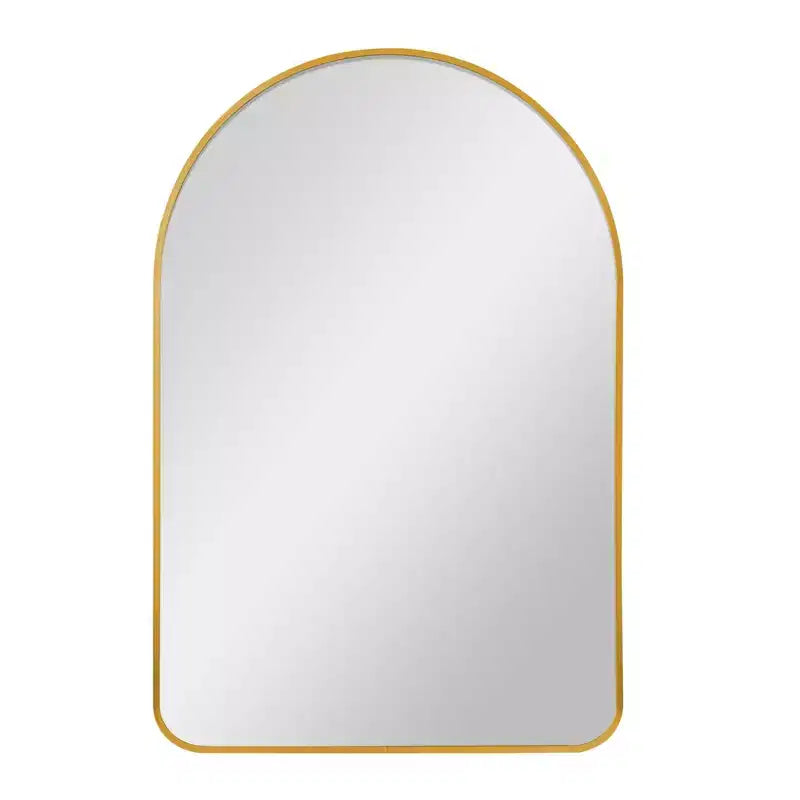 Miroir de salle de bain HomeRoots 39 avec cadre en métal doré et arc