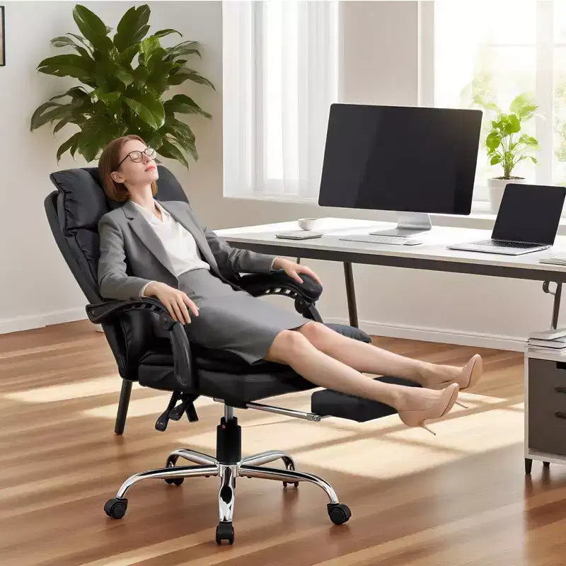 Chaise de bureau, Appui-tête et support lombaire réglables, Accoudoirs réversibles