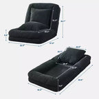 64.9 Grand pouf géant pour adultes et animaux domestiques avec 5 positions réglables, 2 coussins moelleux, chaise longue pouf en chenille