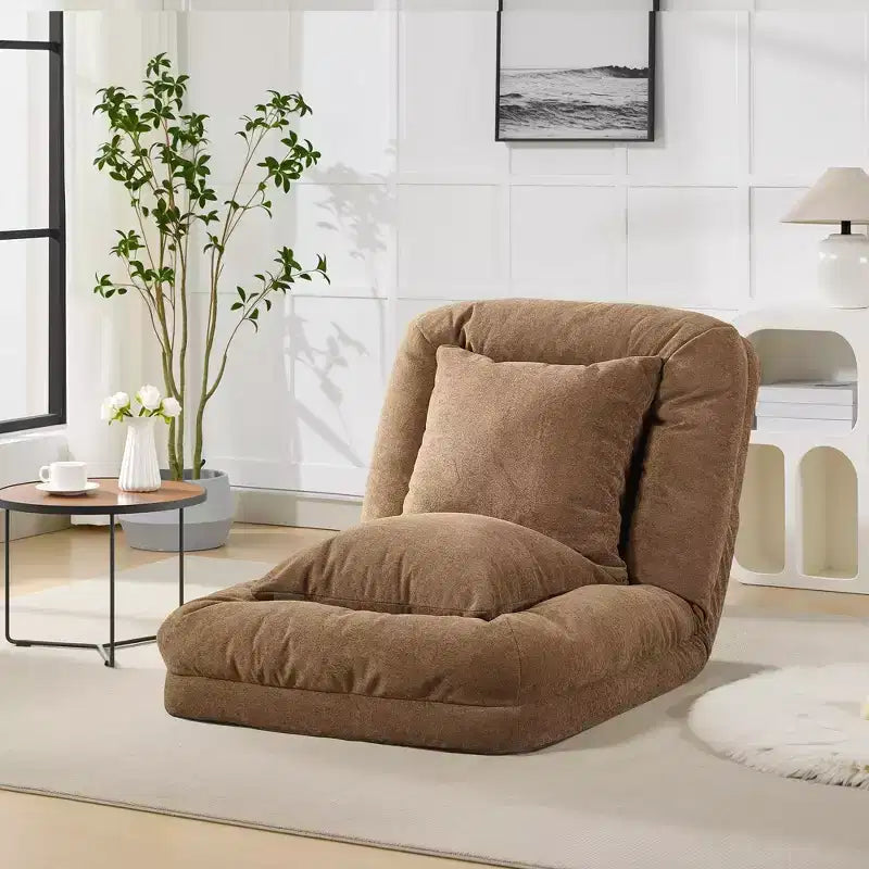 64.9 Grand pouf géant pour adultes et animaux domestiques avec 5 positions réglables, 2 coussins moelleux, chaise longue pouf en chenille