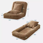 64.9 Grand pouf géant pour adultes et animaux domestiques avec 5 positions réglables, 2 coussins moelleux, chaise longue pouf en chenille