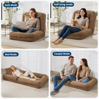 64.9 Grand pouf géant pour adultes et animaux domestiques avec 5 positions réglables, 2 coussins moelleux, chaise longue pouf en chenille