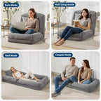 64.9 Grand pouf géant pour adultes et animaux domestiques avec 5 positions réglables, 2 coussins moelleux, chaise longue pouf en chenille